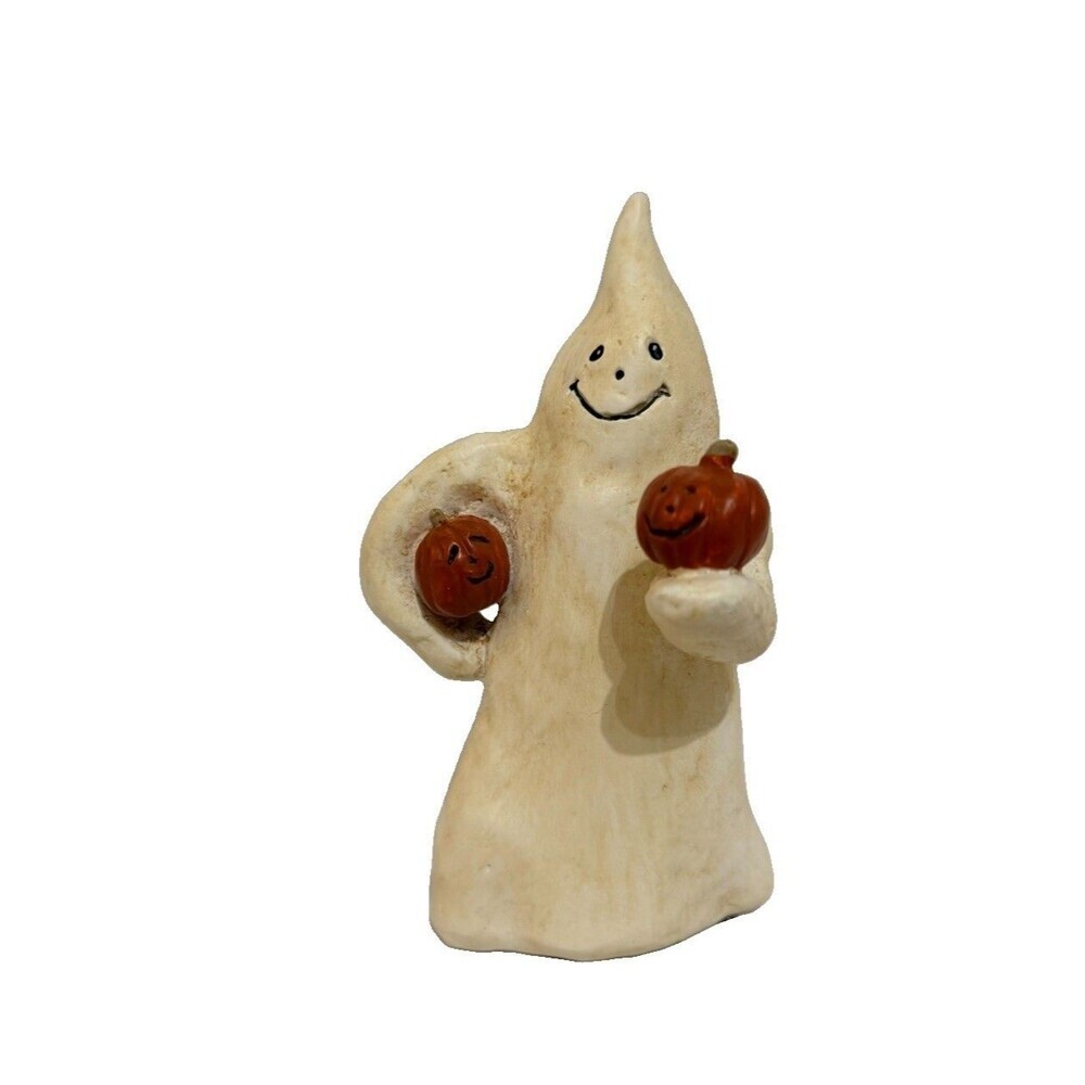 Rare Ginny Diezel Ghost Holding Jack O Lantern Pumpkin Figurine Halloween 5 7/8”